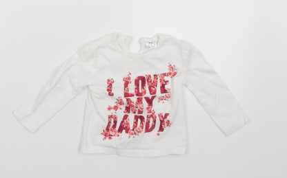 Additional front view of F&F girls’ white basic t-shirt, size 6-9, months