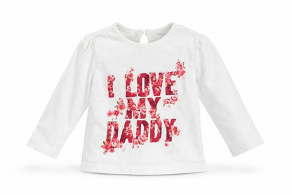 Front view of F&F girls’ white basic t-shirt, size 6-9, months