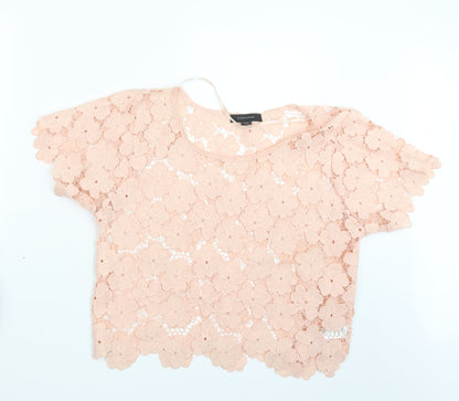 Additional front view of Atmosphere women’s pink lace basic blouse, size UK 14