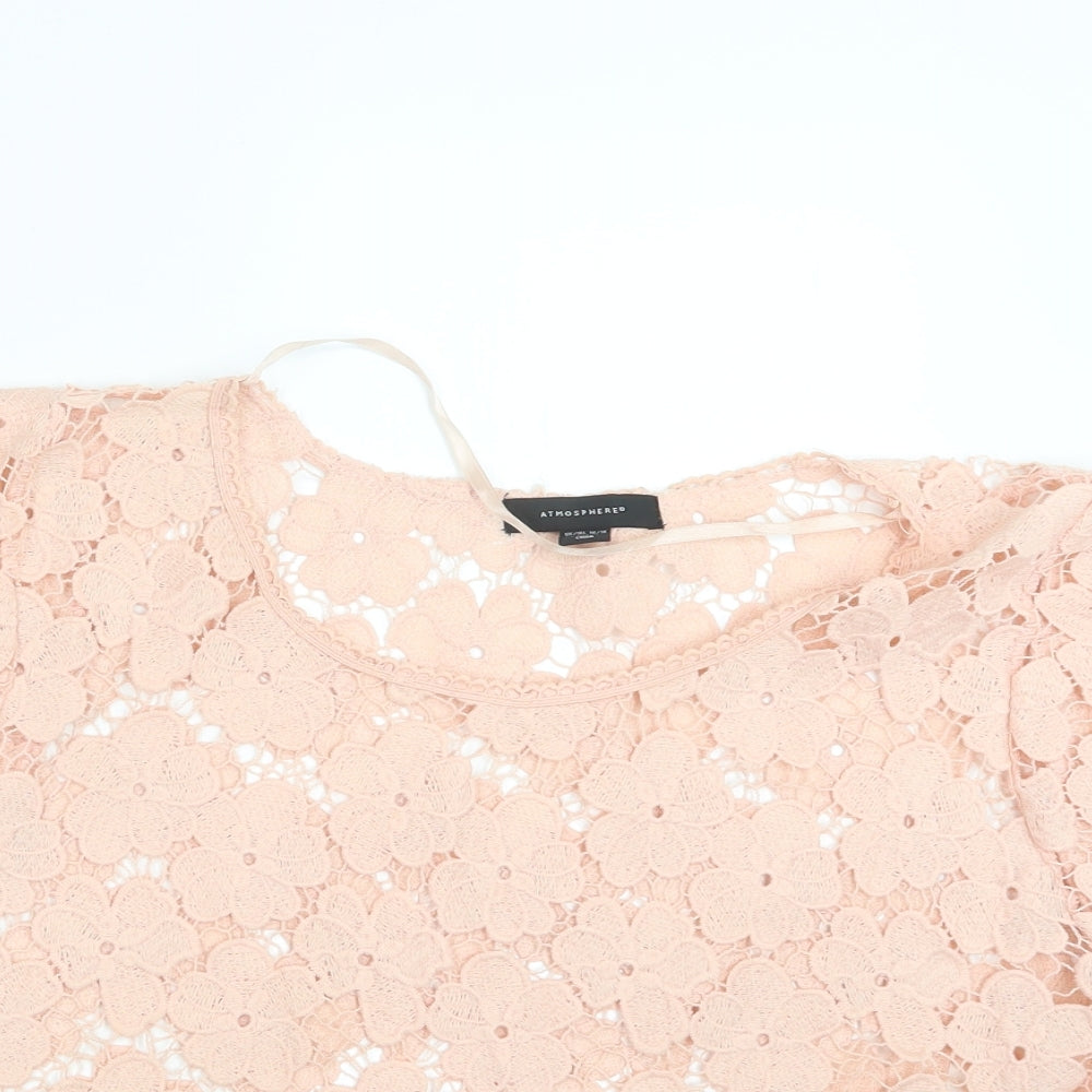 Atmosphere Womens Pink  Lace Basic Blouse Size 14