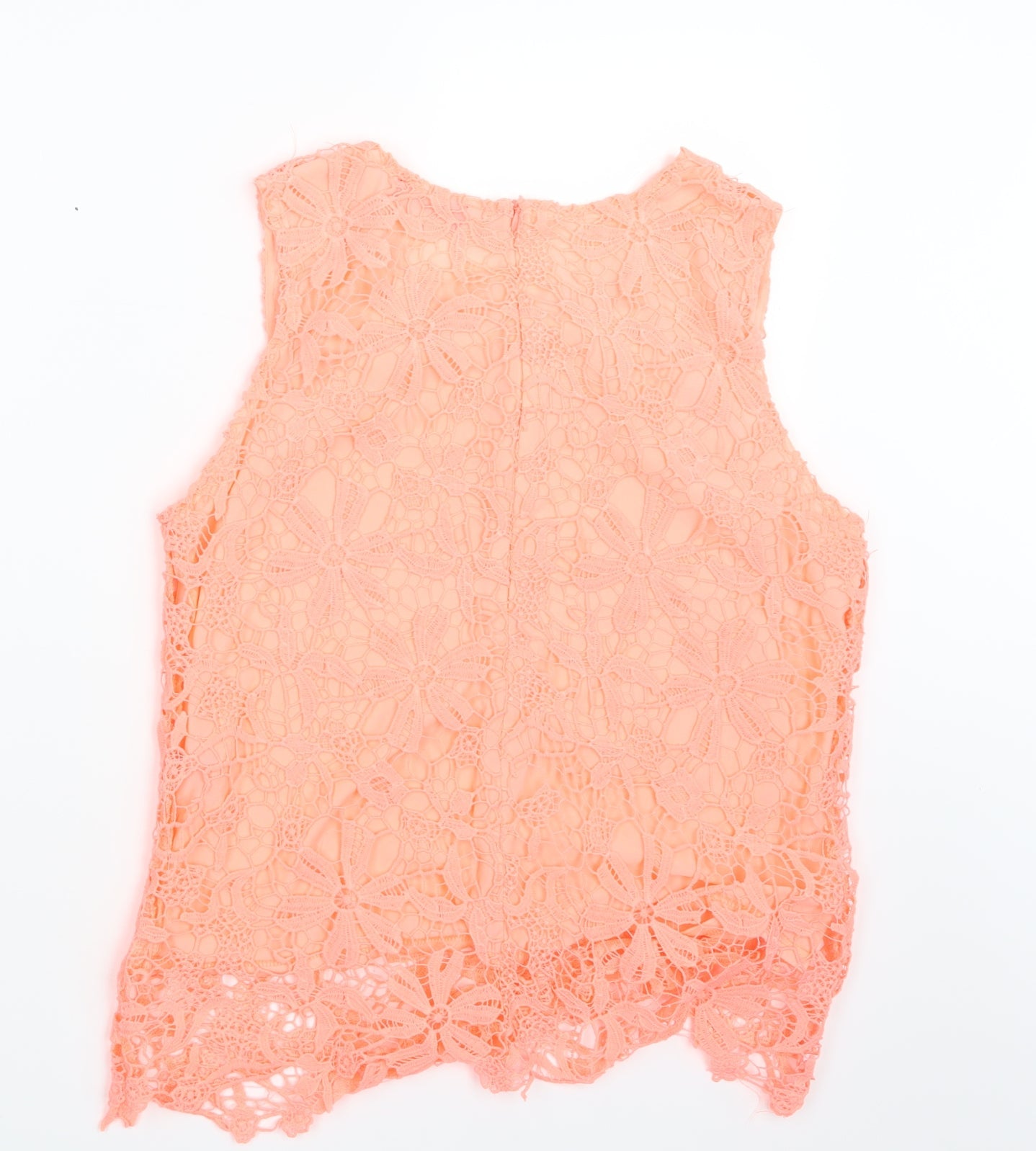 Select Womens Orange  Lace Basic Blouse Size 14  - Neon