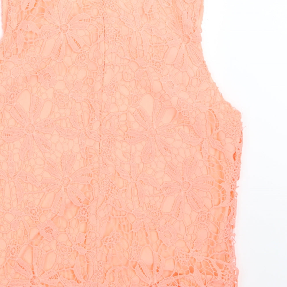 Select Womens Orange  Lace Basic Blouse Size 14  - Neon