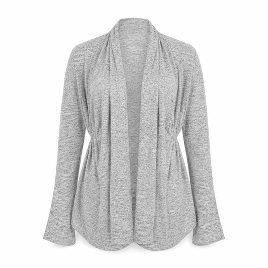 Front view of Atmosphere women’s grey knit cardigan jumper, size UK 10