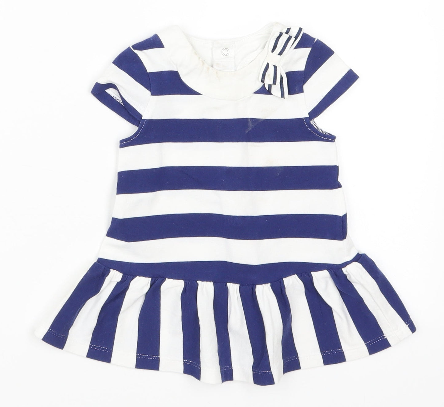 Mayoral Girls Blue Striped  Basic T-Shirt Size 3-6 Months