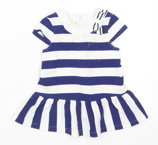 Mayoral Girls Blue Striped  Basic T-Shirt Size 3-6 Months