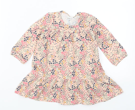 Preworn Girls Pink Floral  Trapeze & Swing  Size 3-6 Months