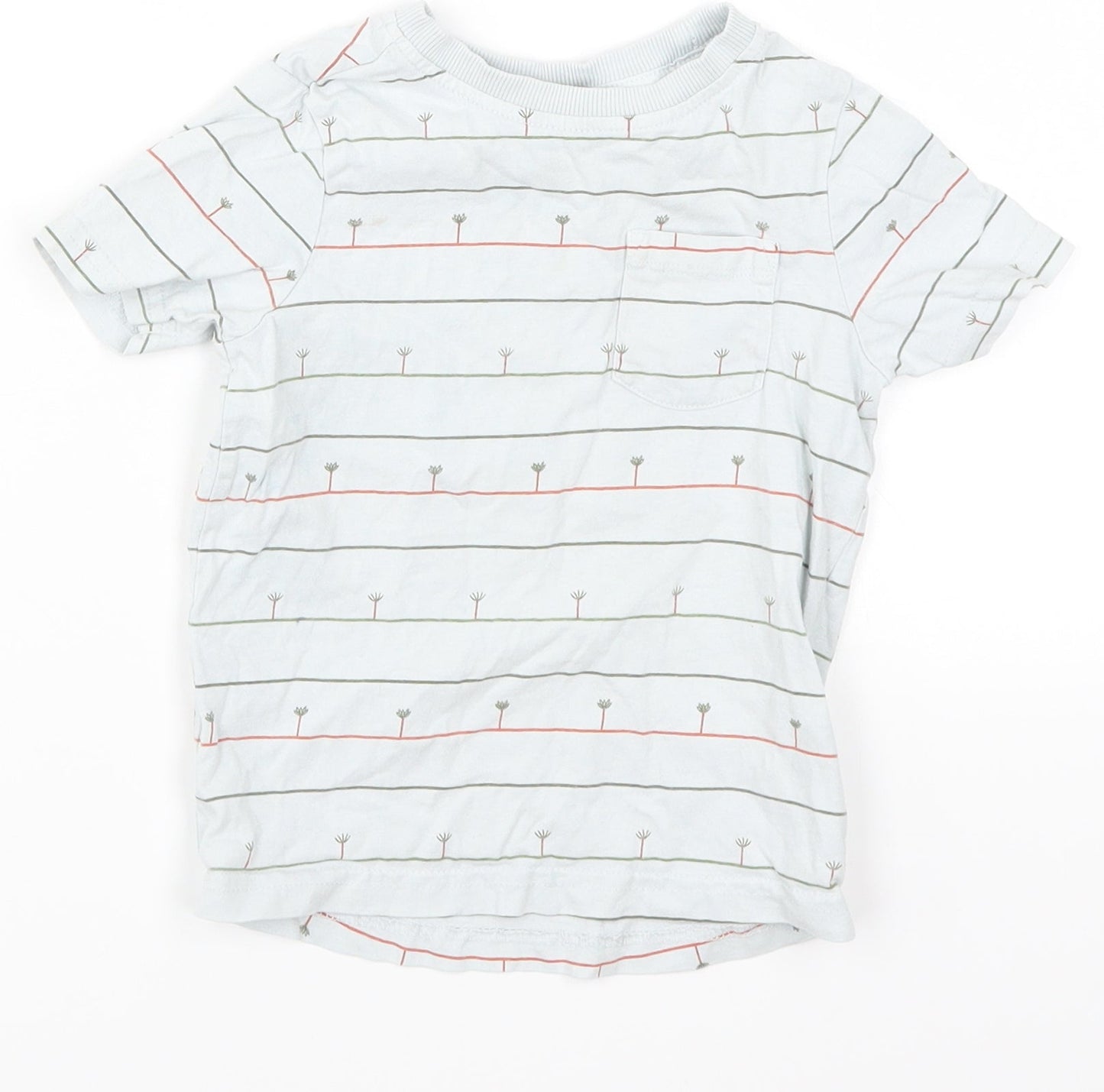 George Boys Blue Striped  Basic T-Shirt Size 12-18 Months  - Trees