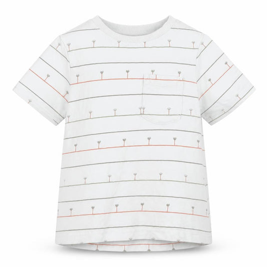 Front view of George boys’ blue striped basic t-shirt, size 12-18, months - trees