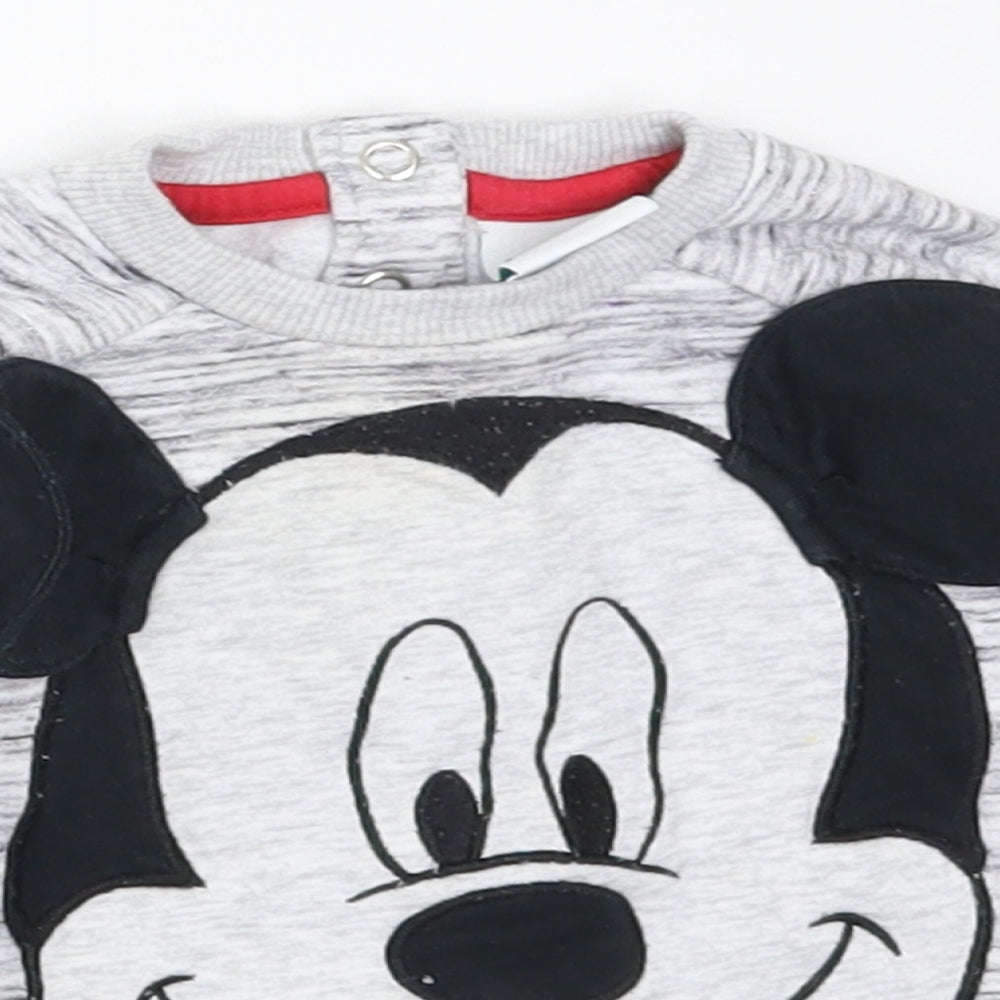 Disney Boys Grey   Basic T-Shirt Size 3-6 Months  - Mickey Mouse
