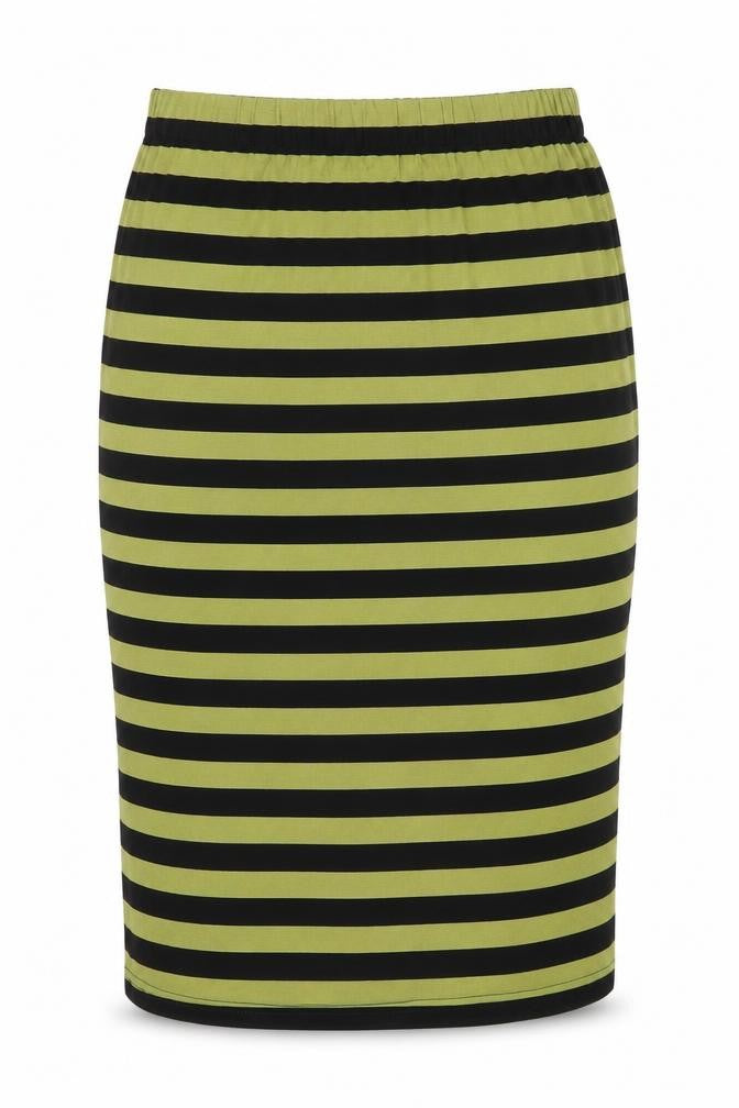 One Life Womens Green Striped Jersey Straight & Pencil Skirt Size S