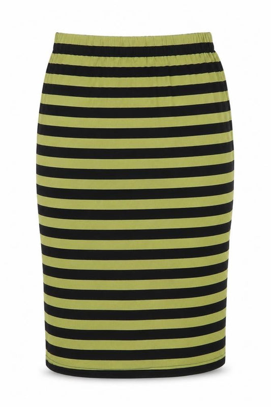One Life Womens Green Striped Jersey Straight & Pencil Skirt Size S