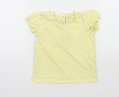 Additional front view of H&M girls’ yellow polka dot jersey basic t-shirt, size 12-18, months