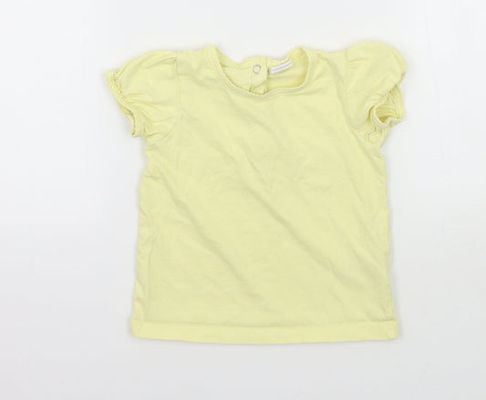 H&M Girls Yellow Polka Dot Jersey Basic T-Shirt Size 12-18 Months