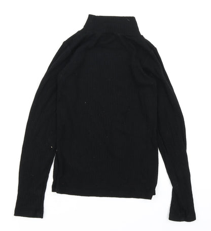 Back view of F&F girls’ black basic t-shirt, size 8-9, years