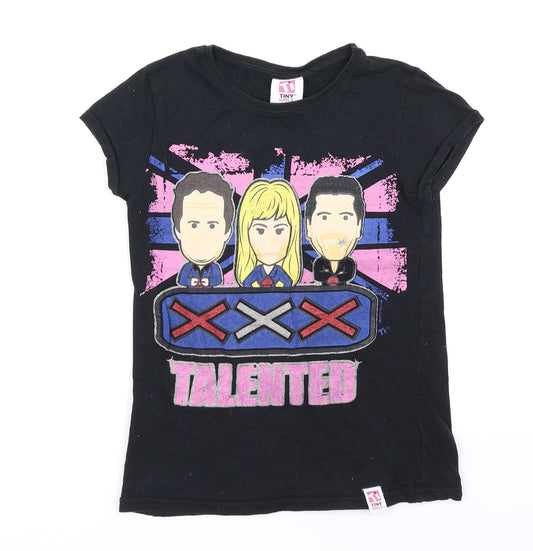 Miss E-vie Girls Black   Basic T-Shirt Size 9-10 Years