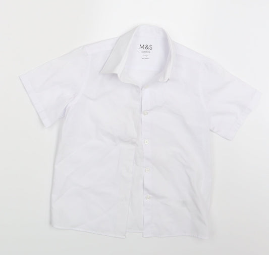 M&S Boys White   Basic Button-Up Size 7-8 Years  - School