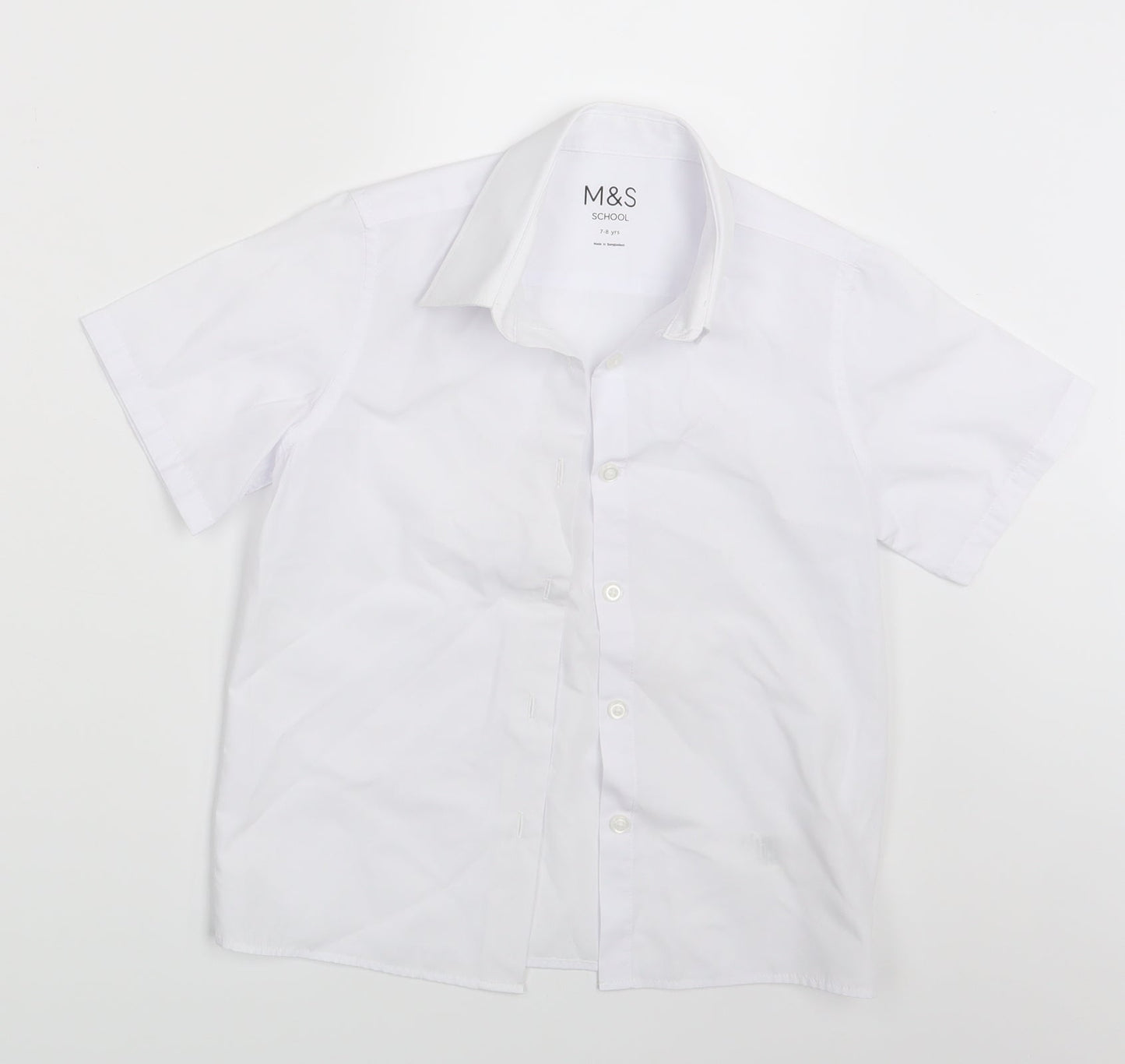 M&S Boys White   Basic Button-Up Size 7-8 Years