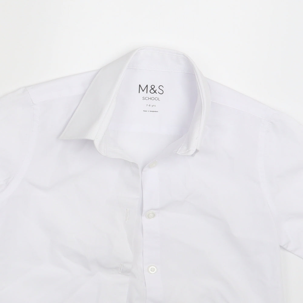 M&S Boys White   Basic Button-Up Size 7-8 Years