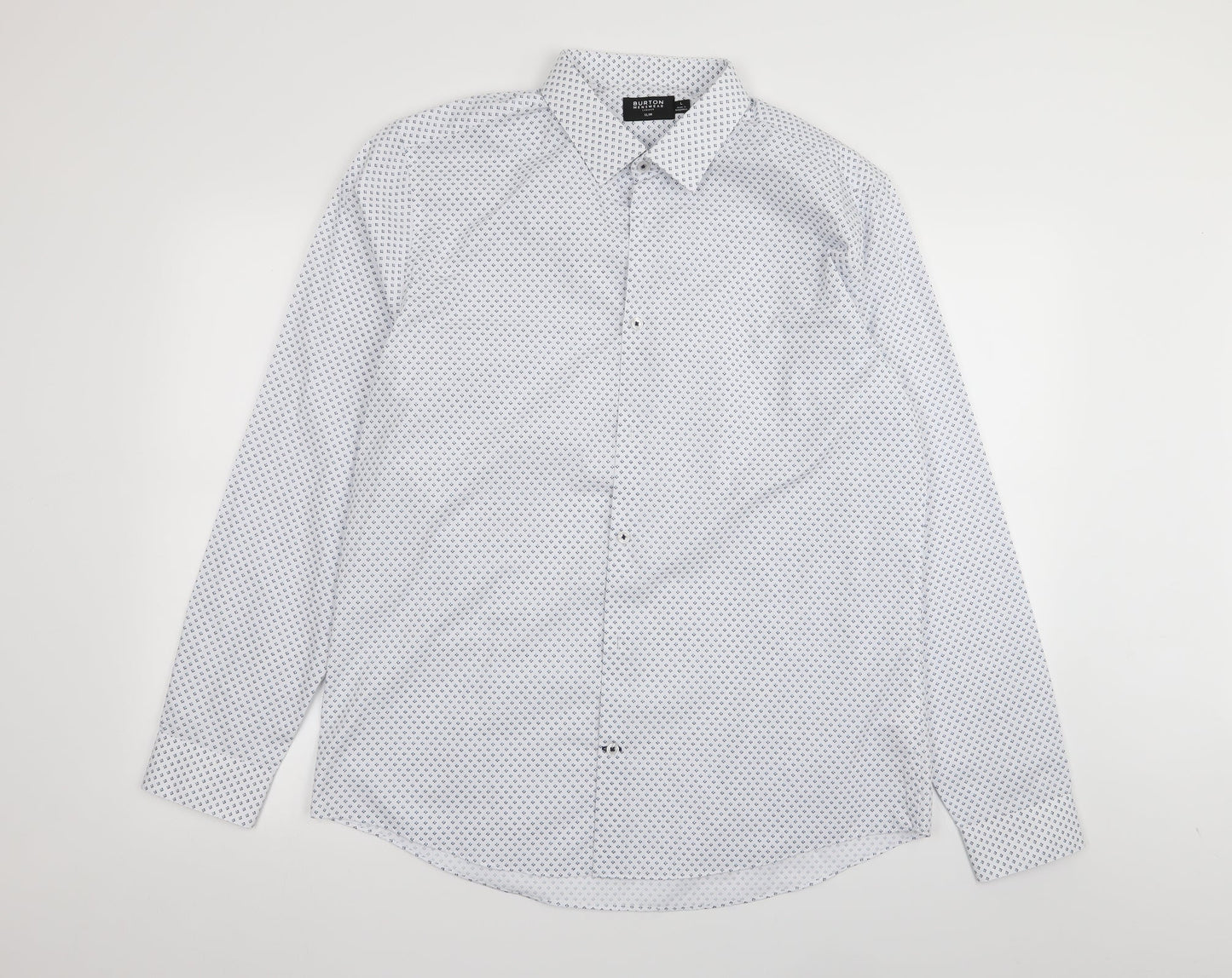 burton menswear Mens White Geometric   Button-Up Size L