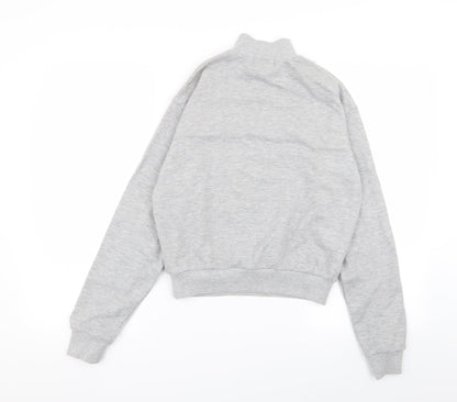 Preloved FOREVER 21 Womens Grey Striped  Full Zip Jumper Size S - Back
