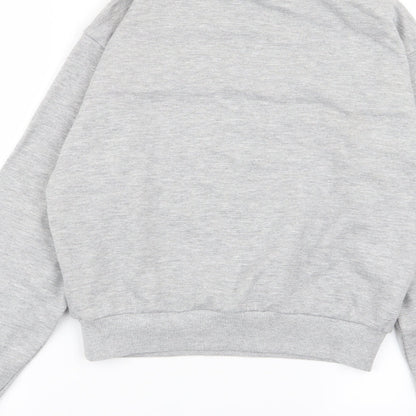Preloved FOREVER 21 Womens Grey Striped  Full Zip Jumper Size S - Label