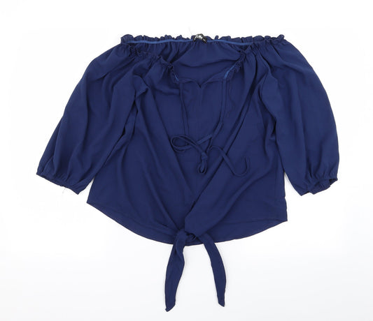 chicme Womens Blue   Basic Blouse Size L