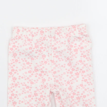 Close-up detail of Asda George girls’ multicoloured floral jogger trousers, size 3-6, months - leggings
