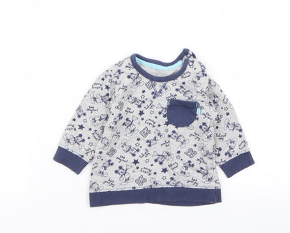 Front view of Asda George boys’ multicoloured geometric jumper, size 0-3, months - disney
