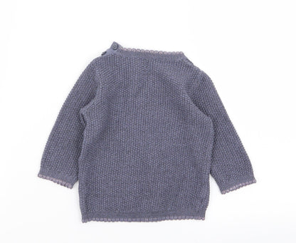Back view of Asda George girls’ blue animal print jumper, size 3-6, months