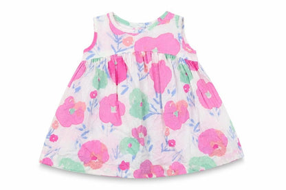 Front view of bluezoo girls’ multicoloured floral fit & flare, size 3-6, months