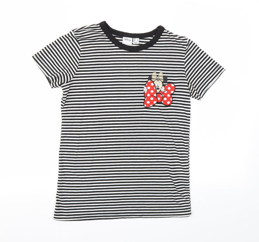 Primark Womens Black Striped  Basic T-Shirt Size 4