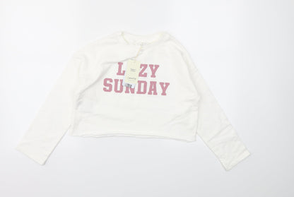 Mango Girls White   Pullover Sweatshirt Size 2XS