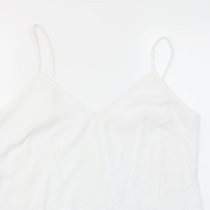 Close-up detail of ASOS women’s white basic blouse, size UK 18