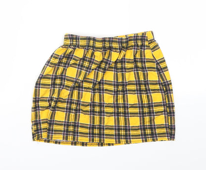 Preloved Boohoo Womens Yellow Check  Basic T-Shirt Size 12 - Back