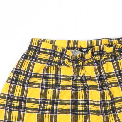 Preloved Boohoo Womens Yellow Check  Basic T-Shirt Size 12 - Detail