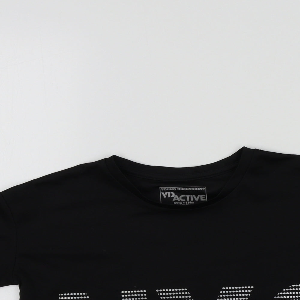 YD Girls Black Colourblock  Basic T-Shirt Size 8-9 Years