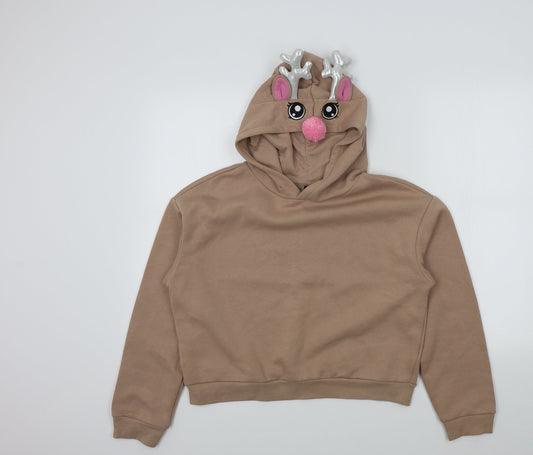 Divided by H&M Womens Brown   Pullover Jumper Size M  - Reindeer hood