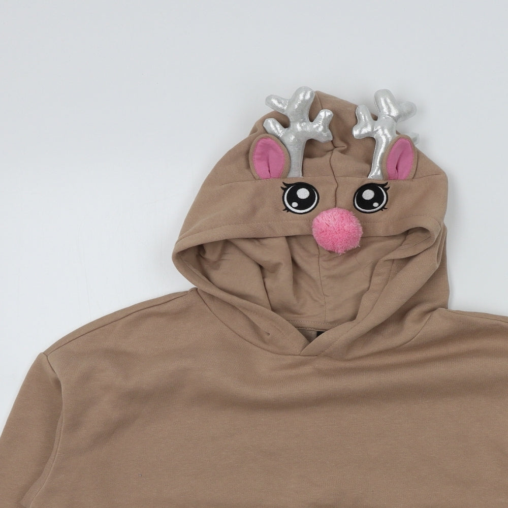Divided by H&M Womens Brown   Pullover Jumper Size M  - Reindeer hood