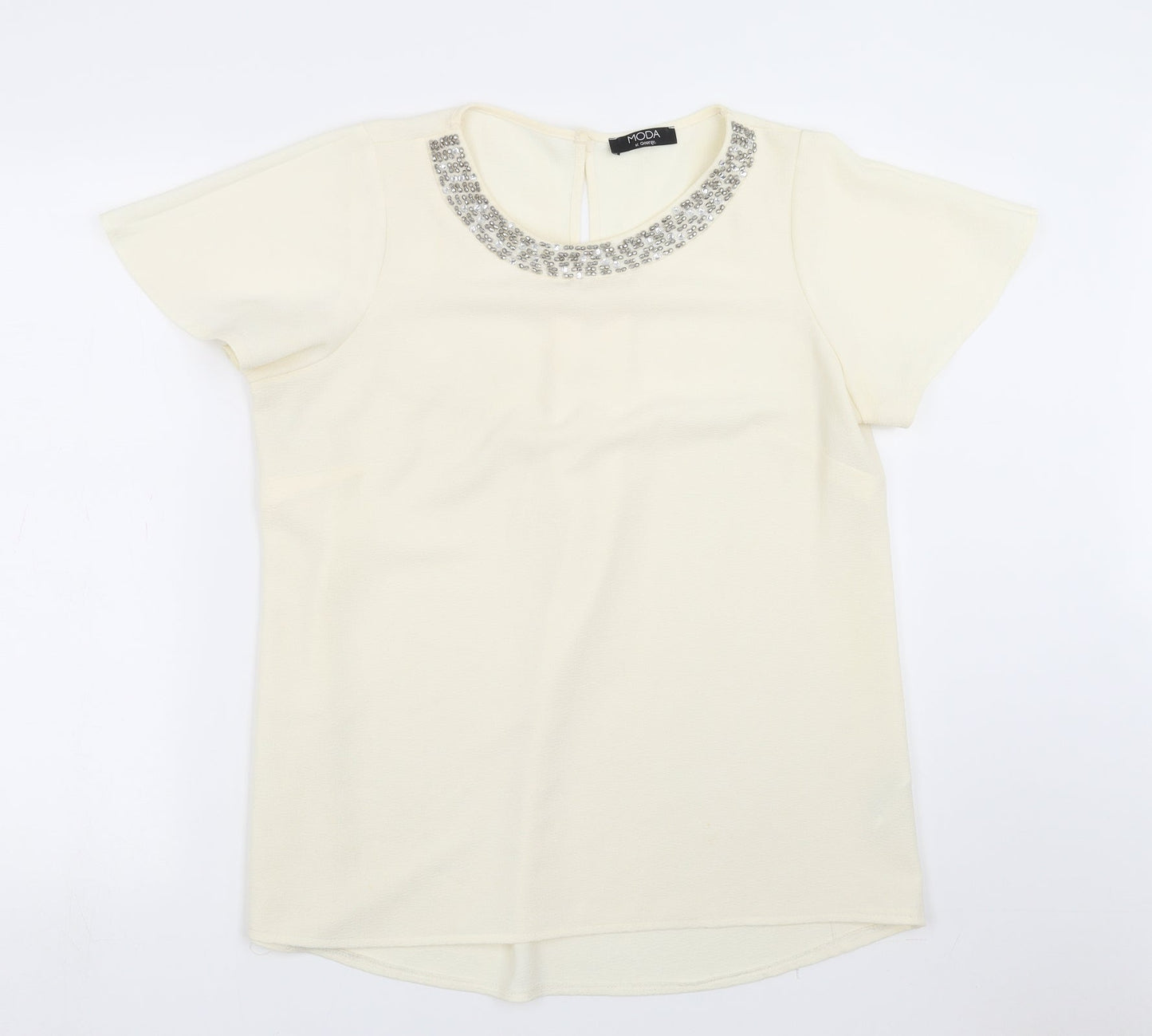 George Womens Ivory   Basic Blouse Size 14  - beaded neck line
