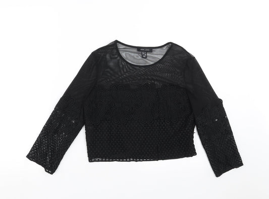 New Look Womens Black Floral  Basic Blouse Size 10