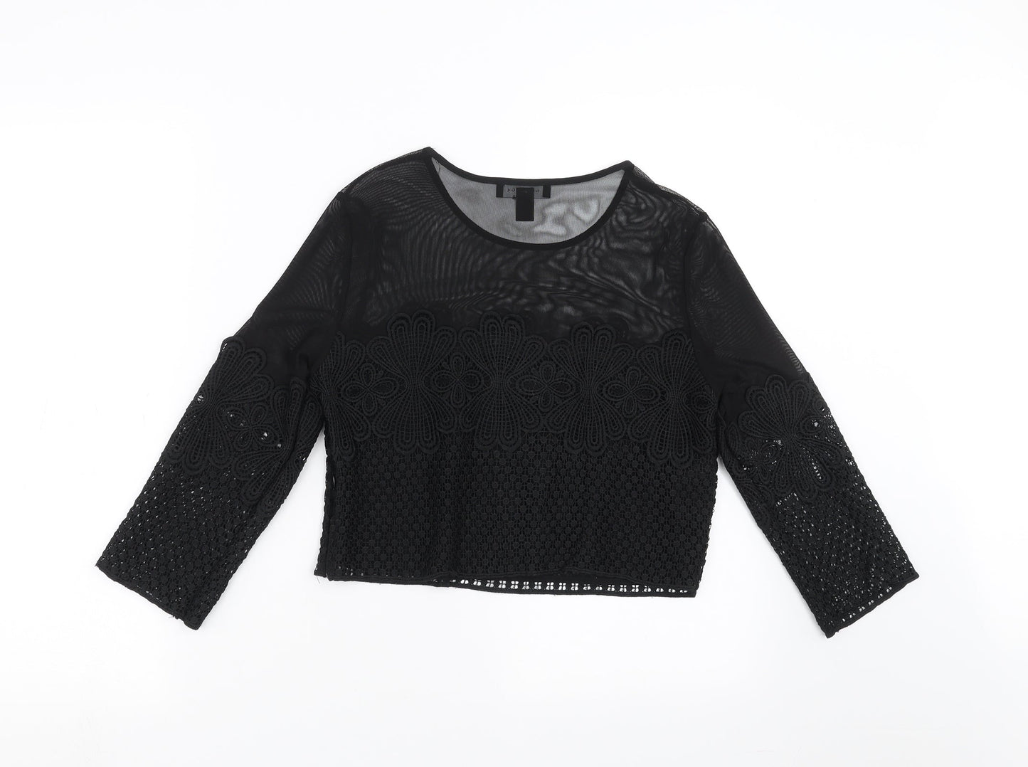 New Look Womens Black Floral  Basic Blouse Size 10