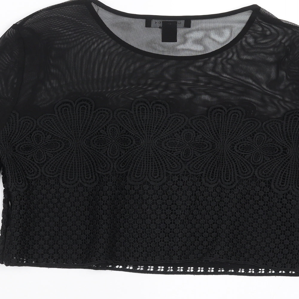New Look Womens Black Floral  Basic Blouse Size 10