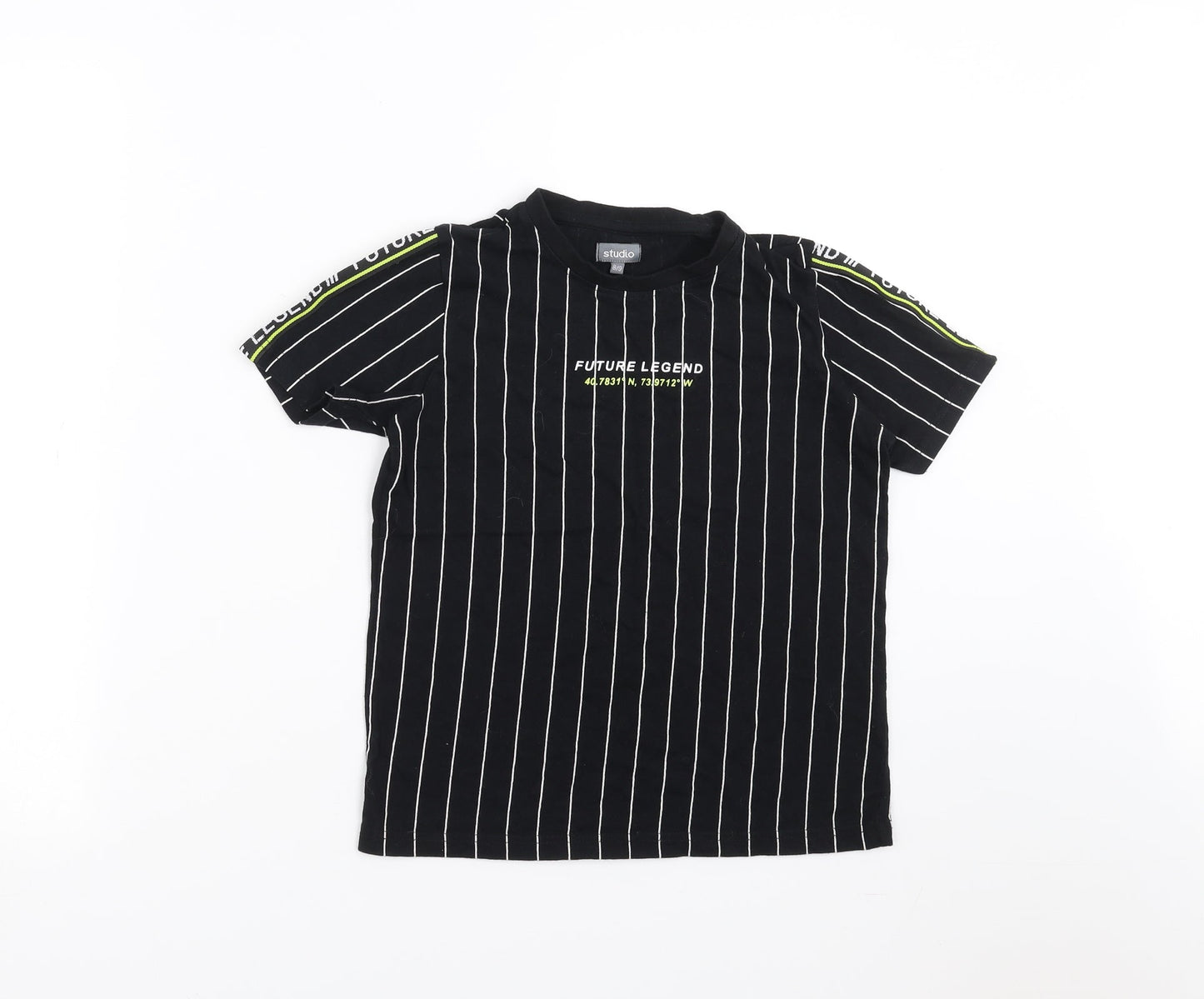Studio Boys Black Striped  Basic T-Shirt Size 8-9 Years  - Future Legend