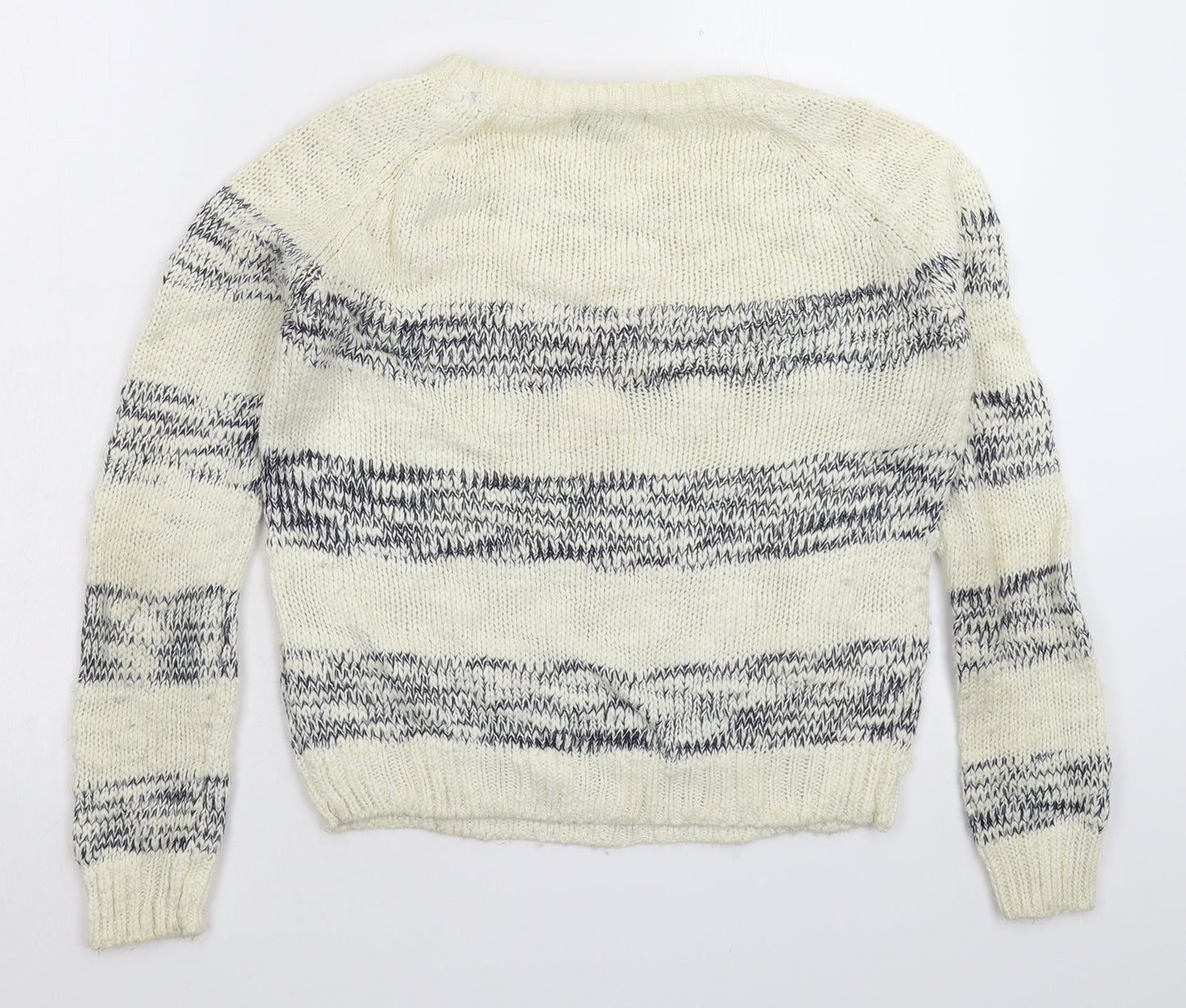 Papaya Womens White Striped Knit Pullover Jumper Size 12