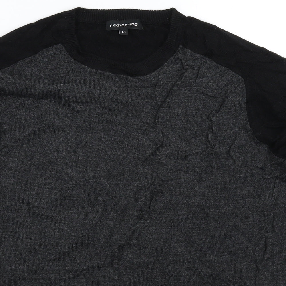 Red Herring Mens Black  Knit Pullover Jumper Size M