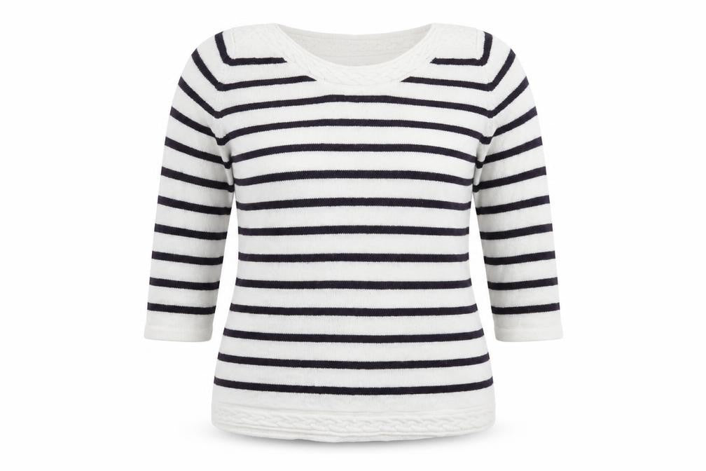 Isle Womens White Striped Knit Pullover Jumper Size 16