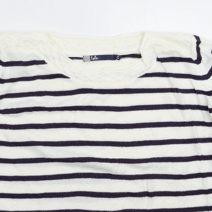 Isle Womens White Striped Knit Pullover Jumper Size 16