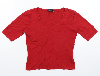Front view of Principles women’s red knit jumper, size UK 12