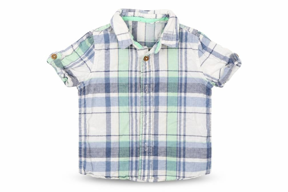 TU Boys Blue Check  Basic Button-Up Size 12-18 Months