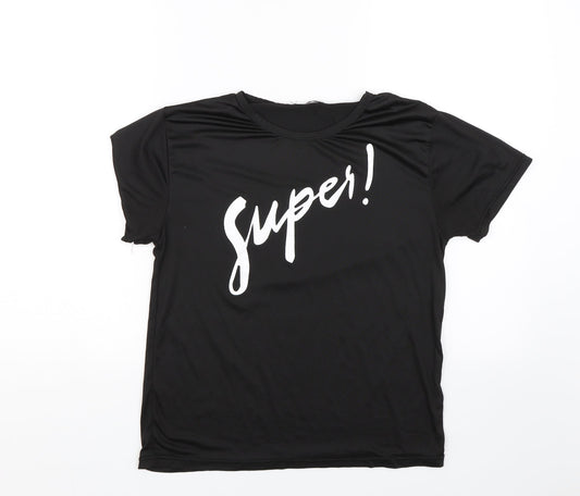 Zslibo Womens Black   Basic T-Shirt Size S  - Super